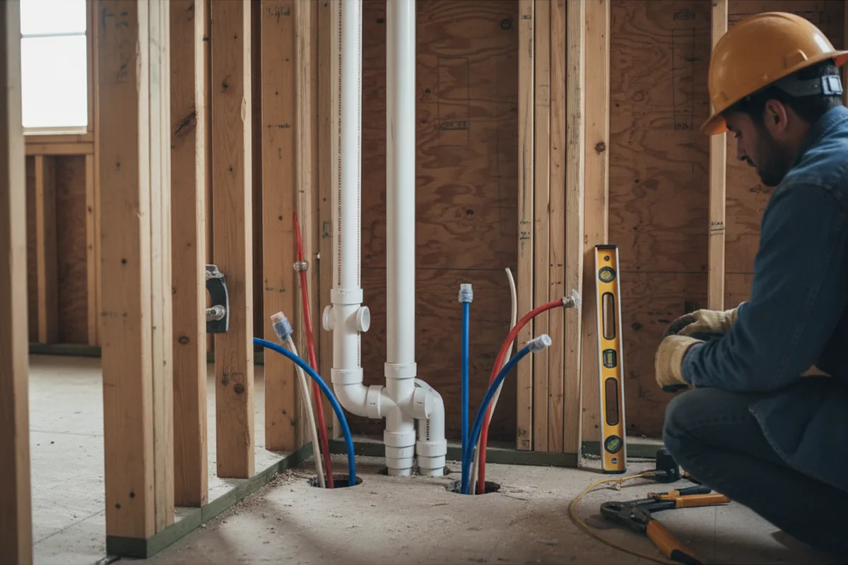 Drain and supply rough-in during Sump Pump Repair in Cascade